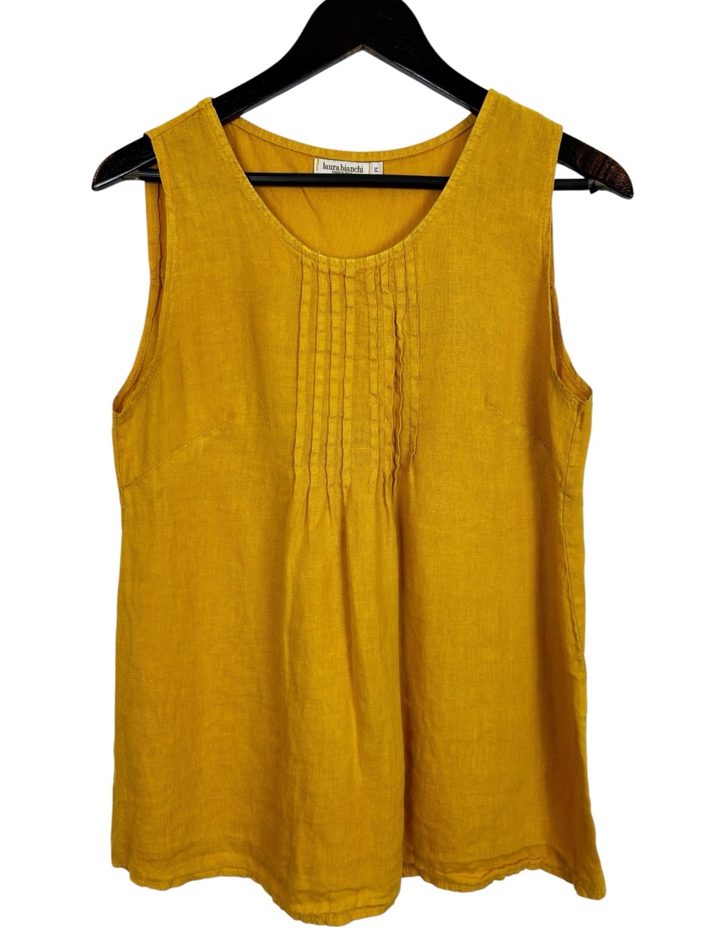 Laura Bianchi Linen Sleeveless Blouse Size Medium Mustard Yellow
